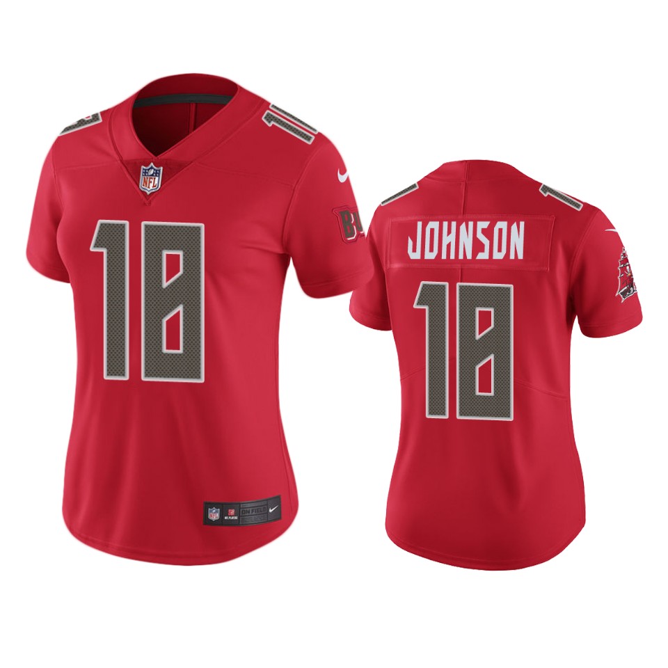 Tampa Bay Buccaneers Women Nike NFL  #18 Tyler Johnson Red Color Rush Limited Jersey->women nfl jersey->Women Jersey